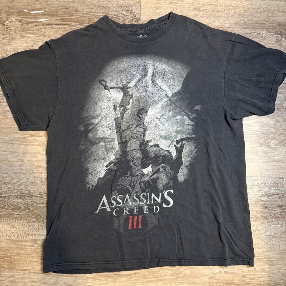 Assassins Creed III 3 Graphic T-Shirt Mens L Black Short Sleeve Video Game Tee
